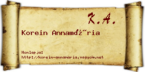 Korein Annamária névjegykártya